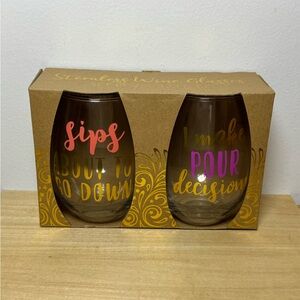 Set of Two Stemless Wine Glasses